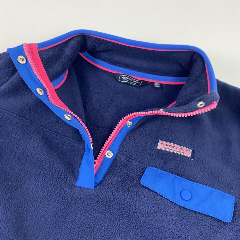 Vineyard Vines Sweater Womens‎ XXS Blue Fleece Quarter Zip Pullover